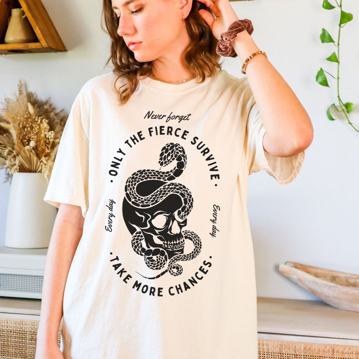 Fierce Survive Skull Shirt Unisex Casual