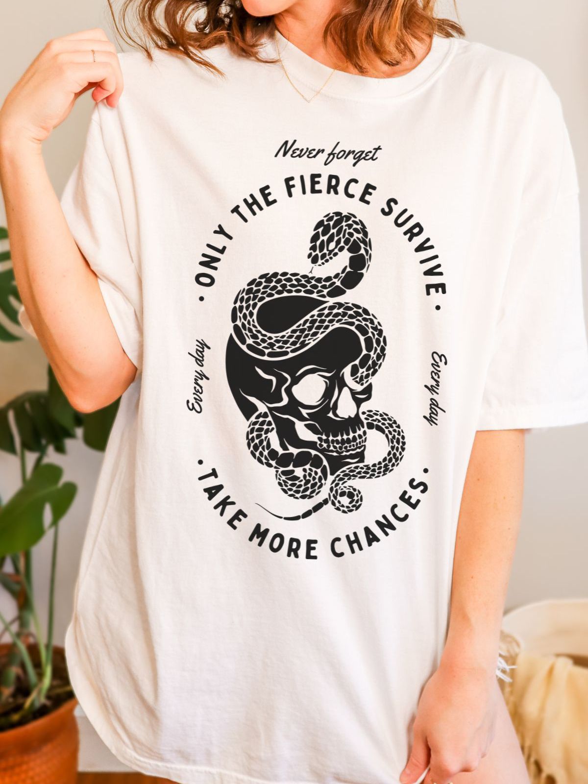 Fierce Survive Skull Shirt Unisex Casual