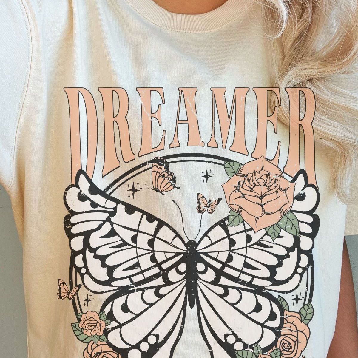 Dreamer Womens Tee Butterfly Floral