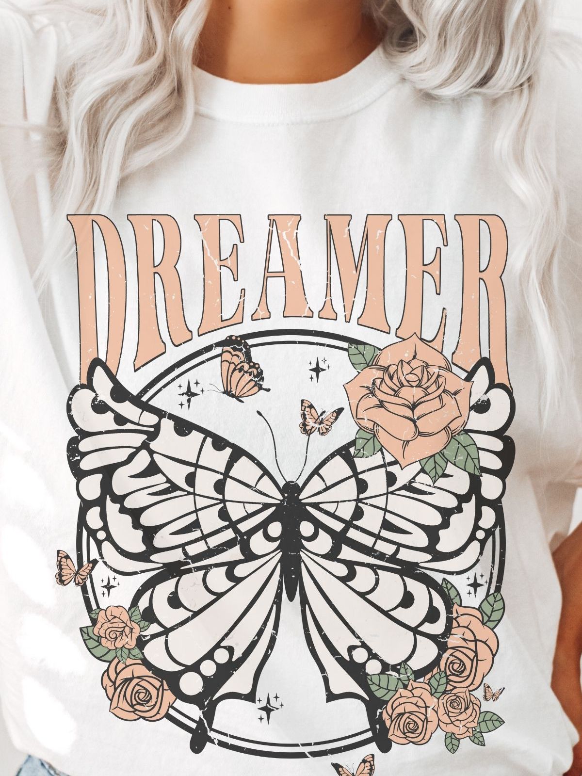 Dreamer Womens Tee Butterfly Floral
