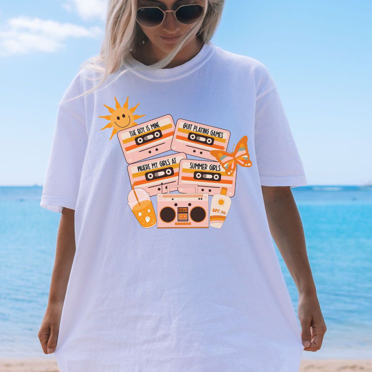 Summer Cassette Women'S T-Shirt Beach