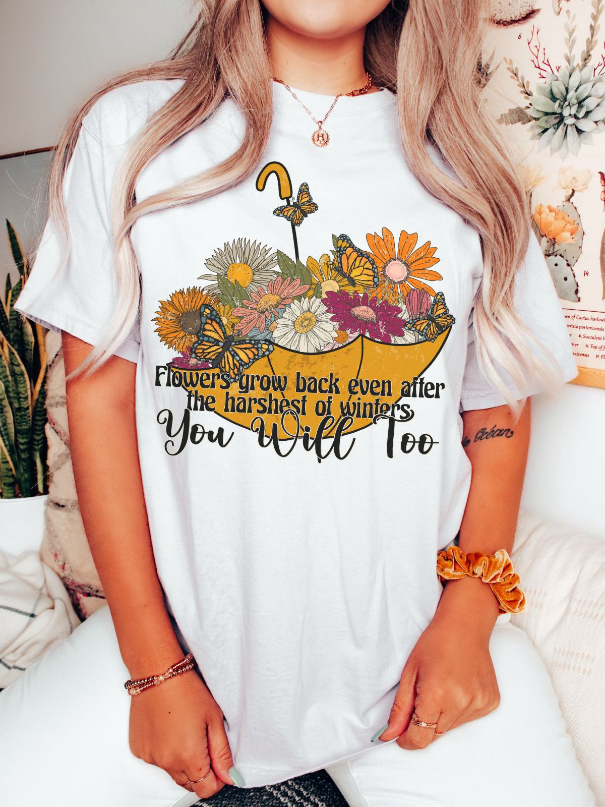 Floral Design Women T-shirt Spring Festival