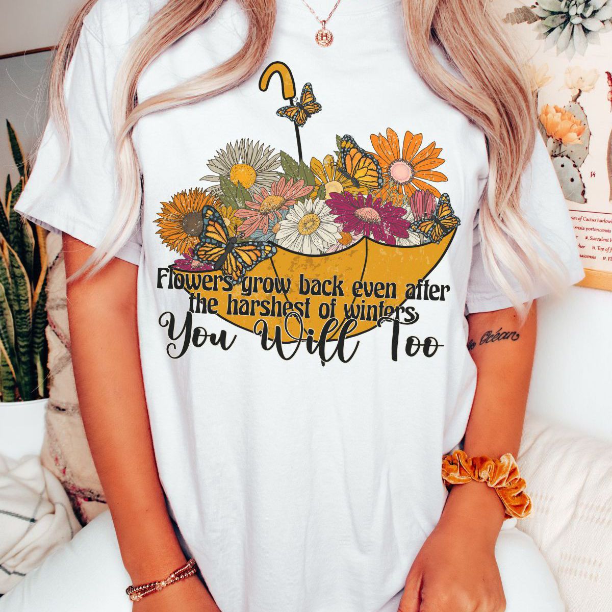 Floral Design Women T-shirt Spring Festival