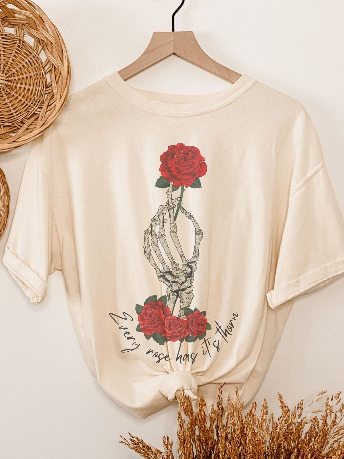 Every Rose Skeleton Hand Women's Tee Halloween
