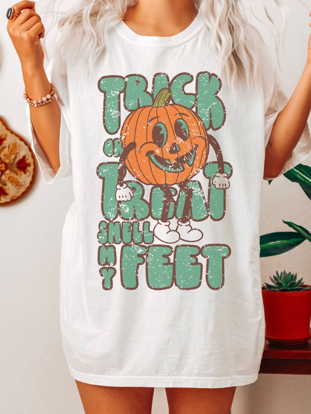 Halloween Pumpkin Womens T-Shirt Trick or Treat