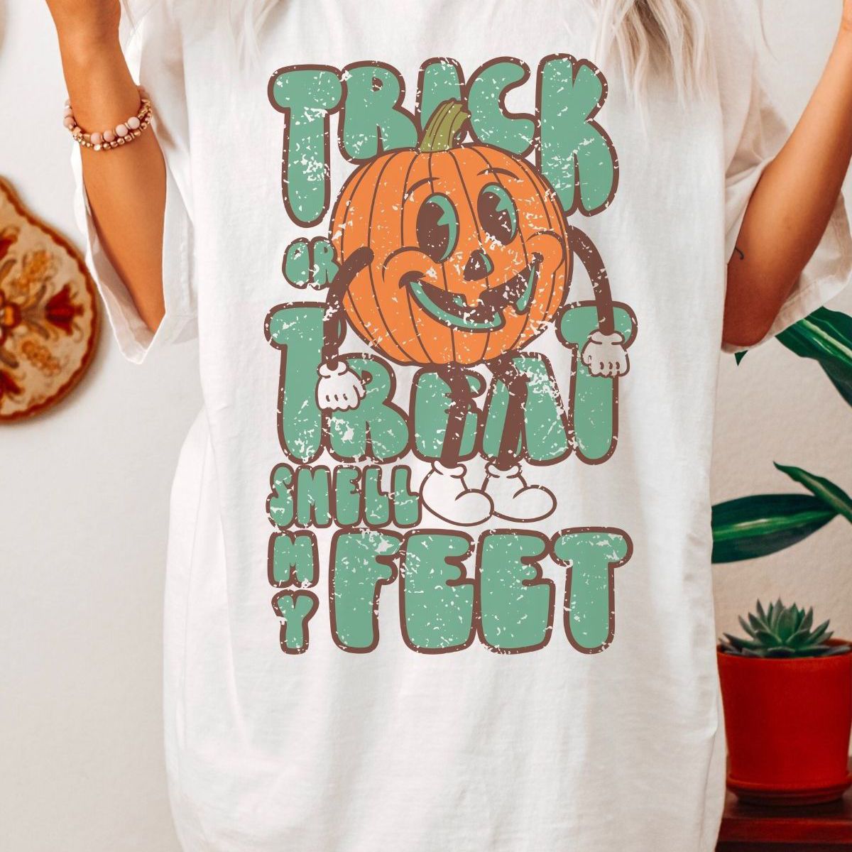 Halloween Pumpkin Womens T-Shirt Trick or Treat