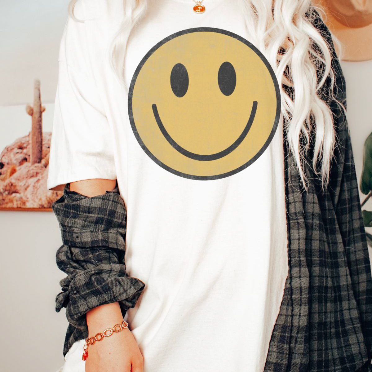 Smiley Face Womens T-Shirt Casual