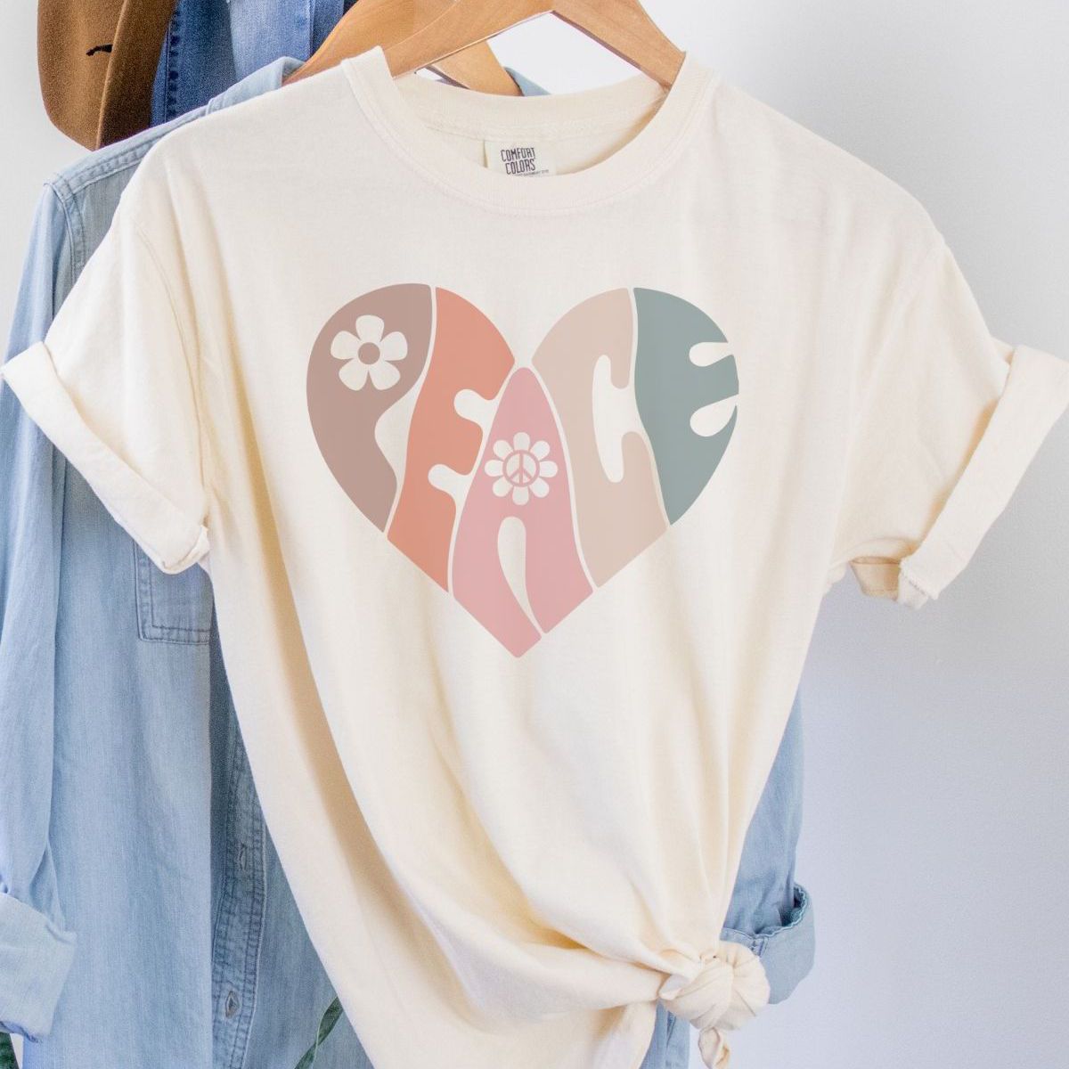 Peace Heart Women T-Shirt Summer