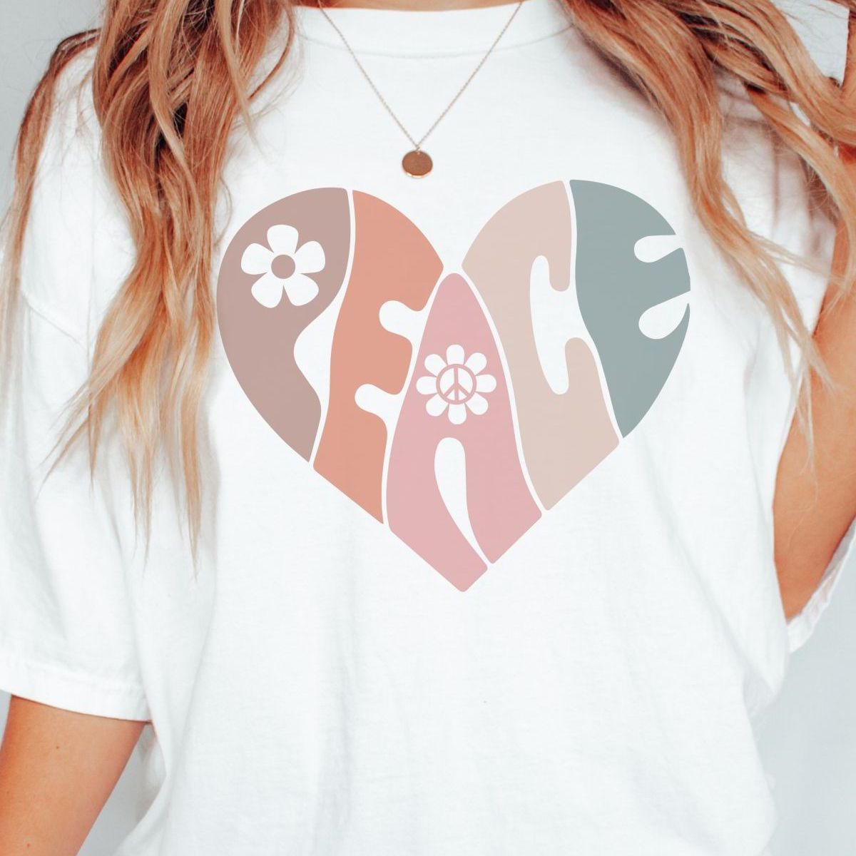 Peace Heart Women T-Shirt Summer