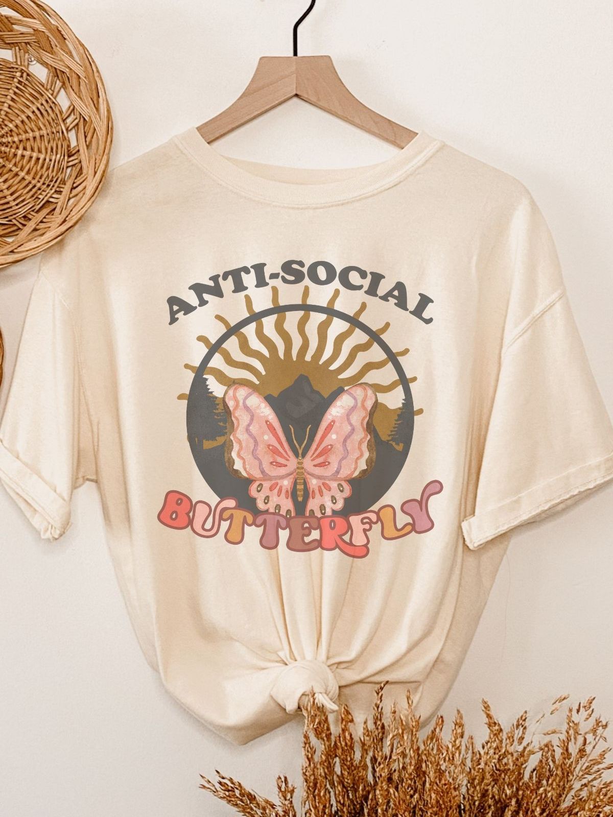 Anti-Social Butterfly Womens T-Shirt Casual