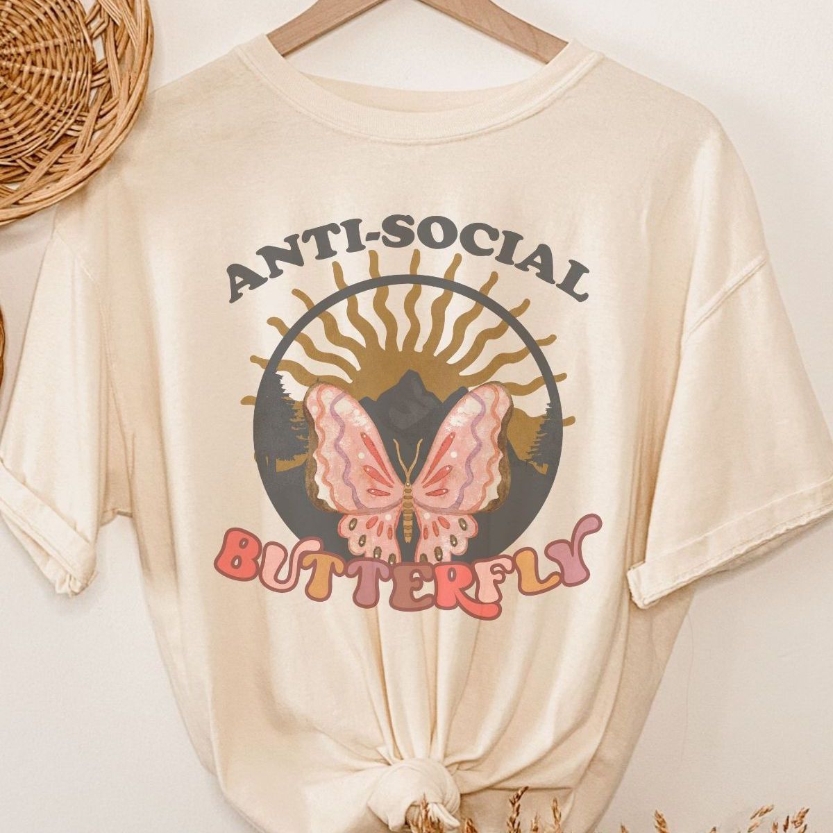 Anti-Social Butterfly Womens T-Shirt Casual