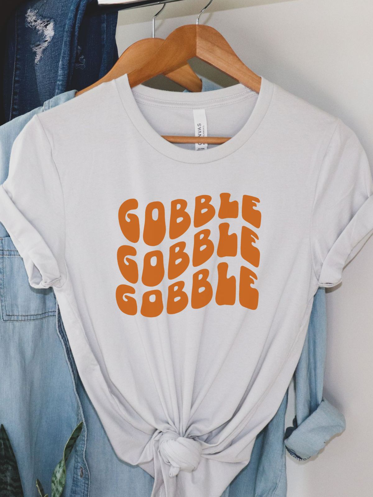 white t-shirt with gobble text