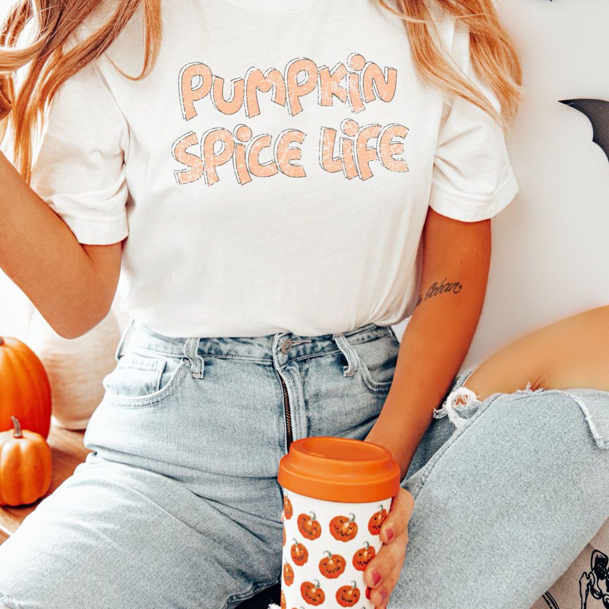 Pumpkin Spice Life t-shirt with pumpkin design