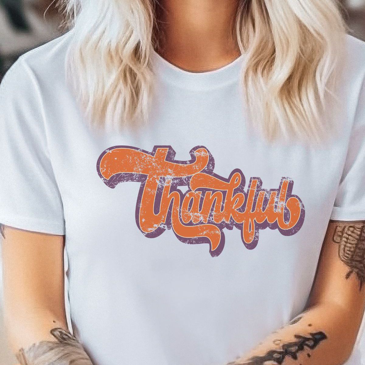 Thankful womens t-shirt with vintage design