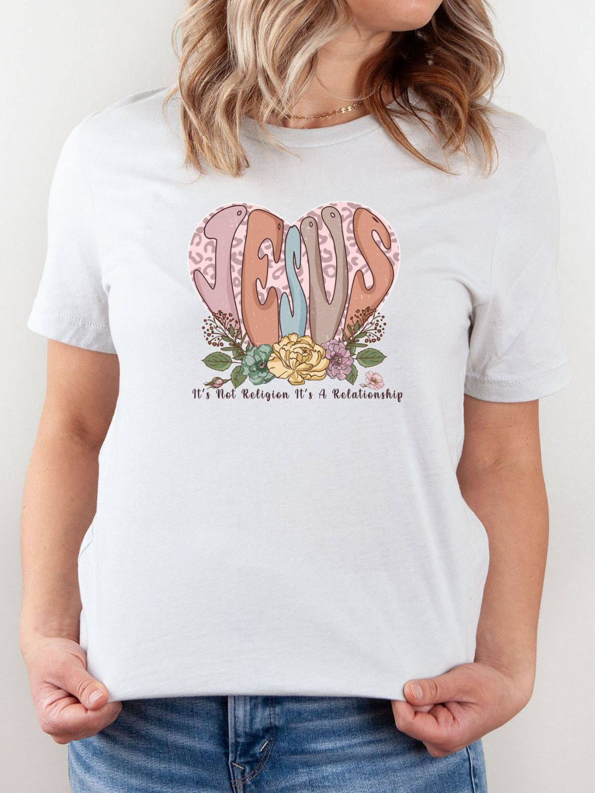 heart design Jesus womens t-shirt