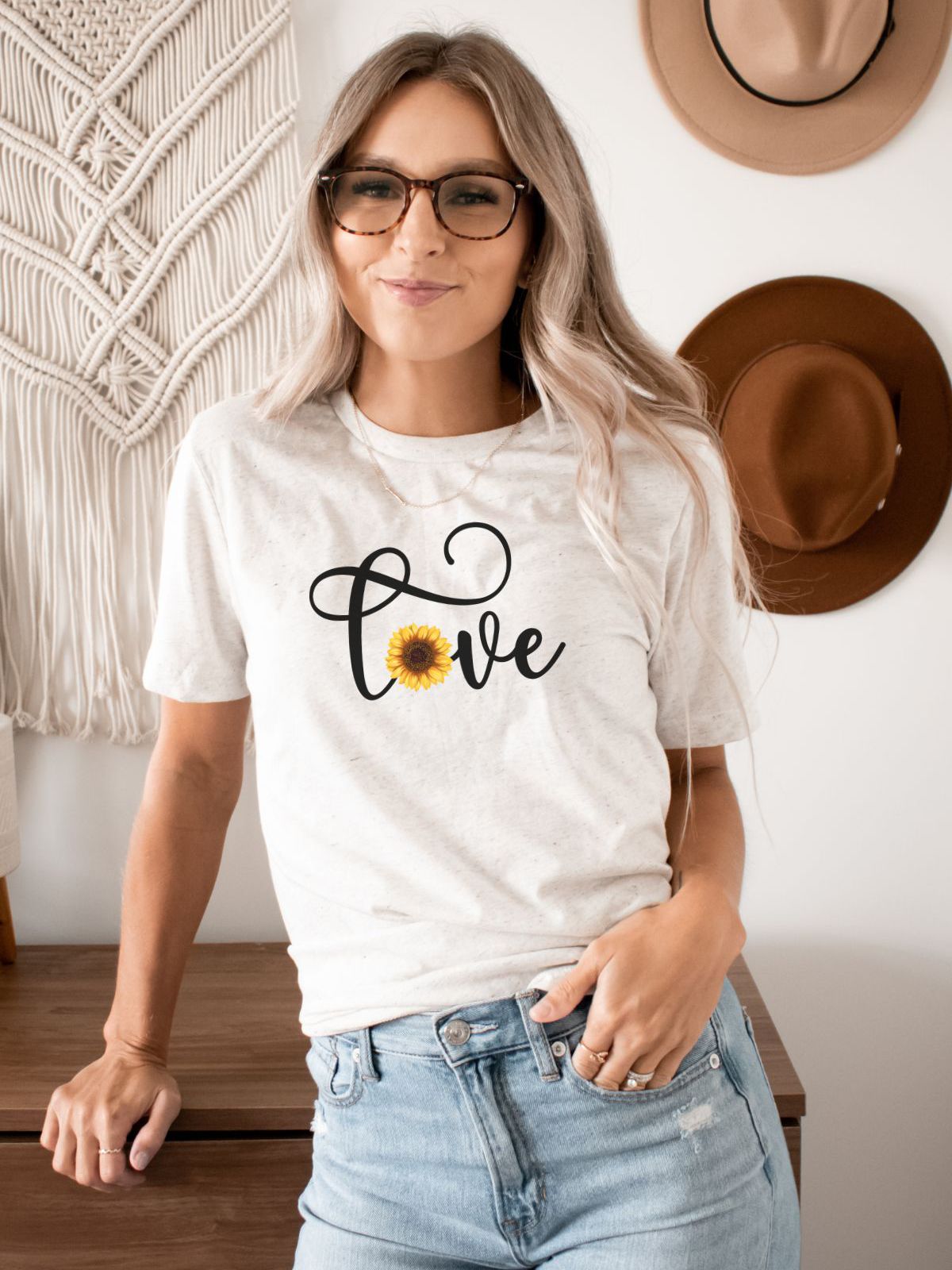 womens t-shirt with sunflower love design