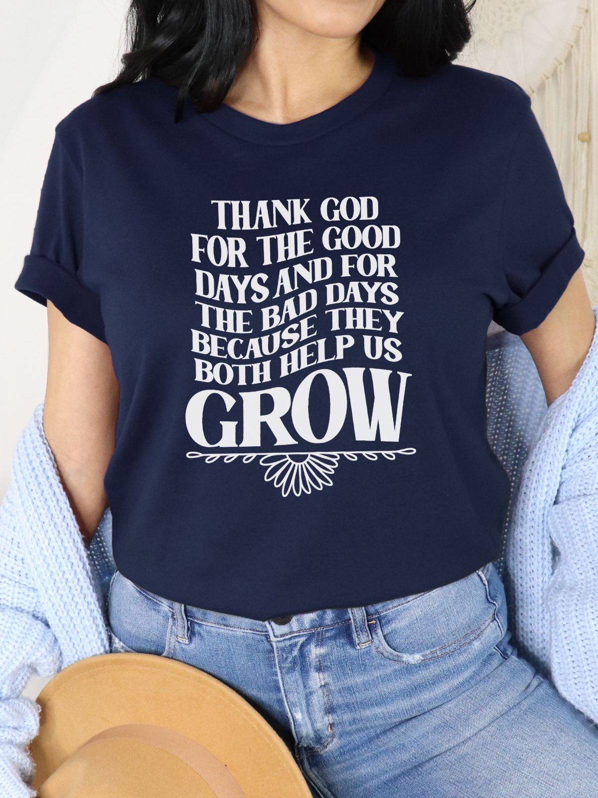 Navy blue women's t-shirt with motivational quote