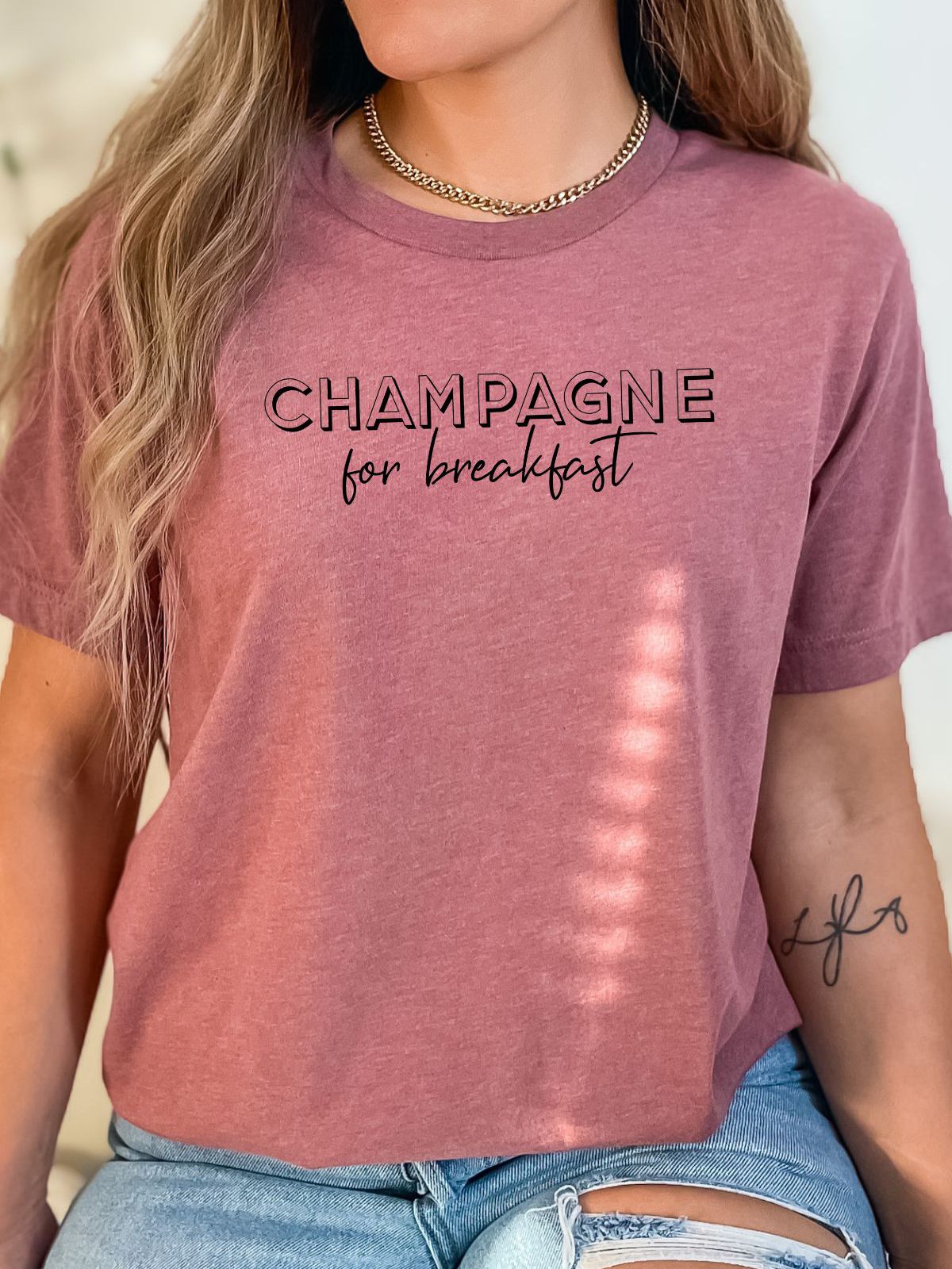 womens champagne for breakfast t-shirt