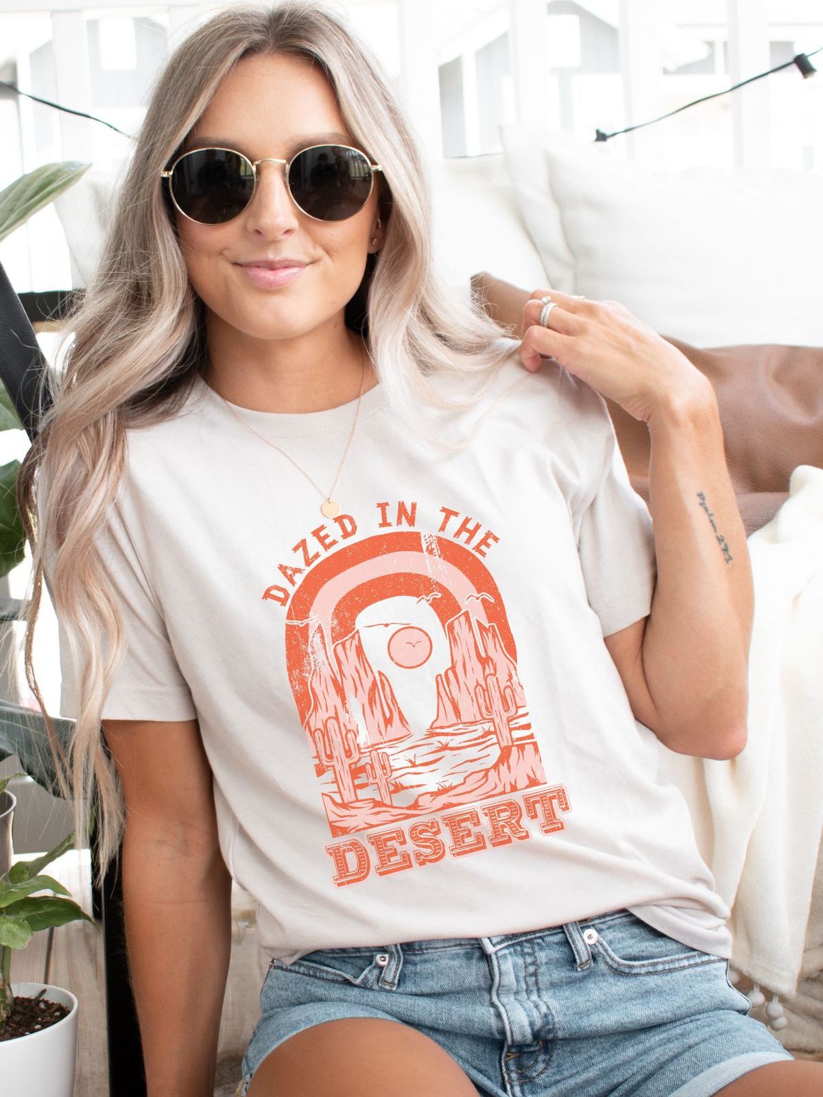 Woman wearing Dazed In The Desert T-Shirt