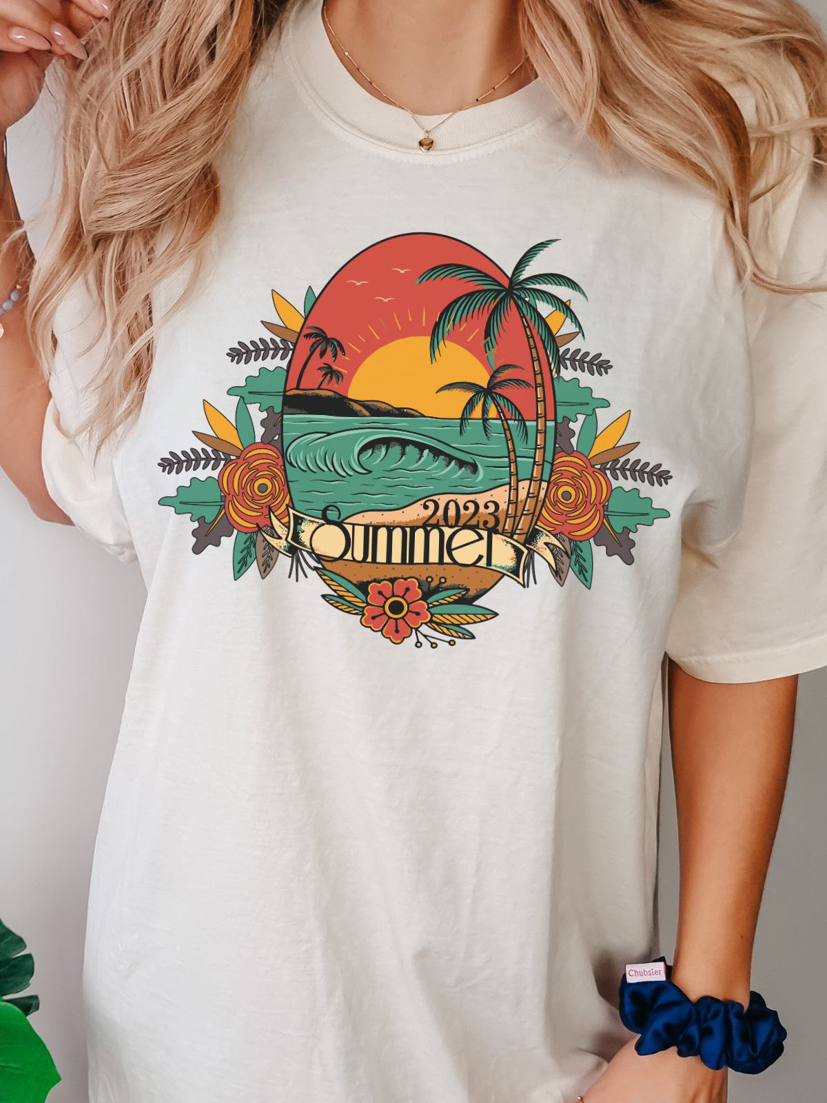 Women's t-shirt with summer beach sunset 2023 design