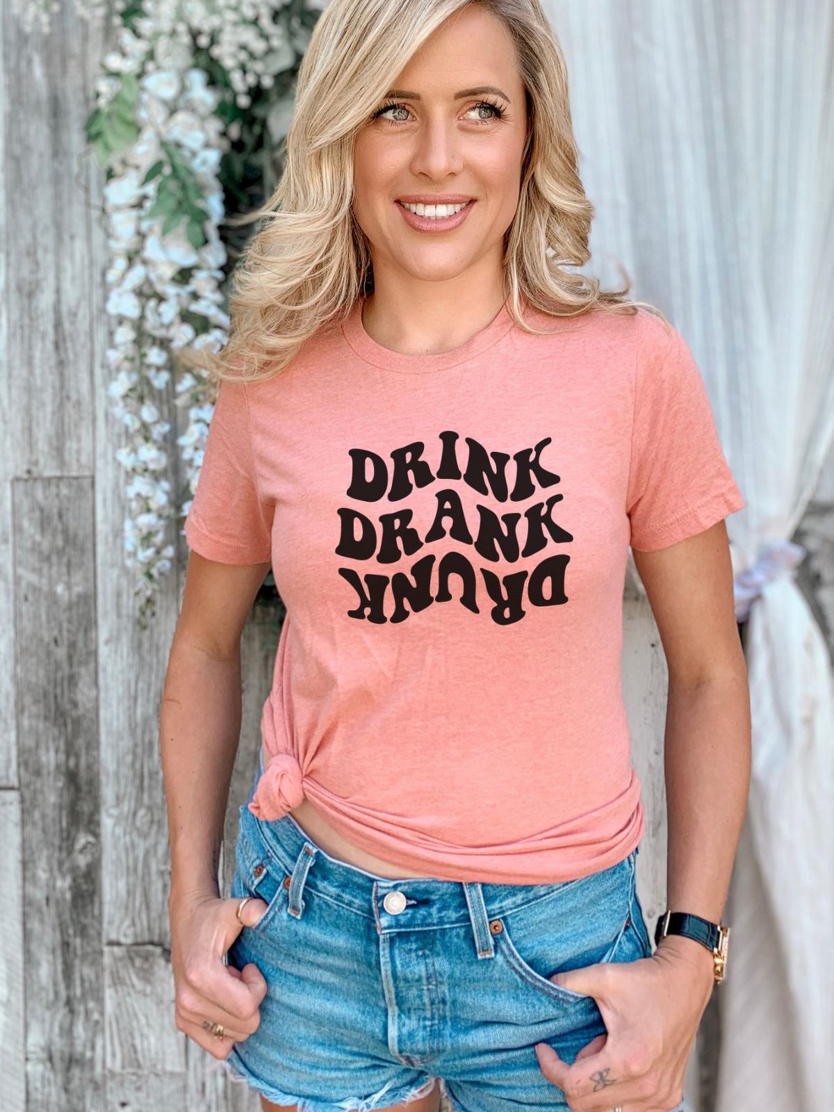 woman wearing drink drank drunk t-shirt