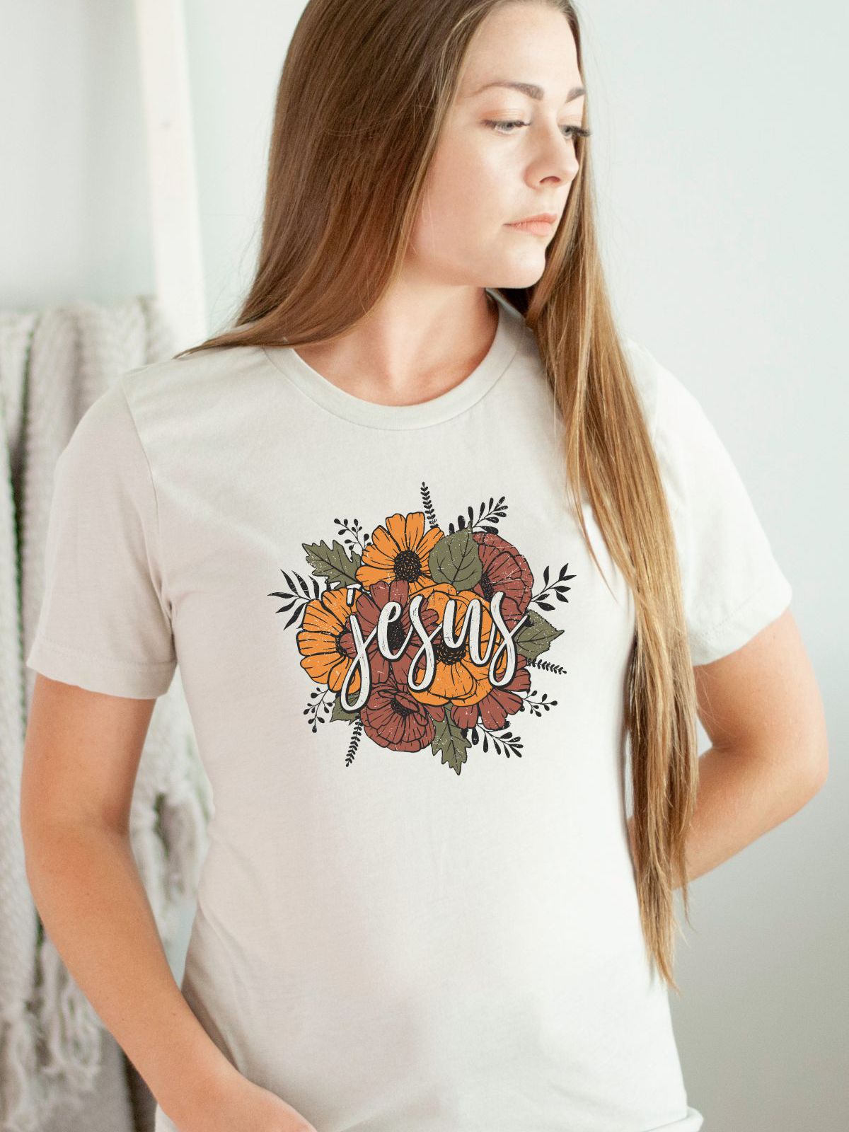 Women's t-shirt with Jesus floral design