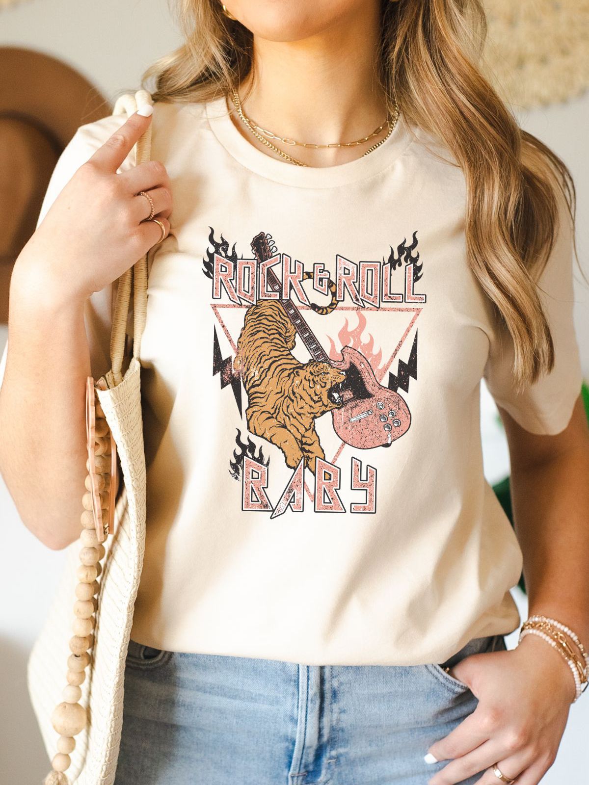 Woman wearing Rock & Roll Baby T-shirt