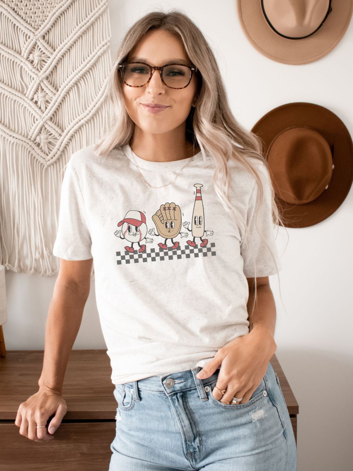 Unisex t-shirt with baseball themed design