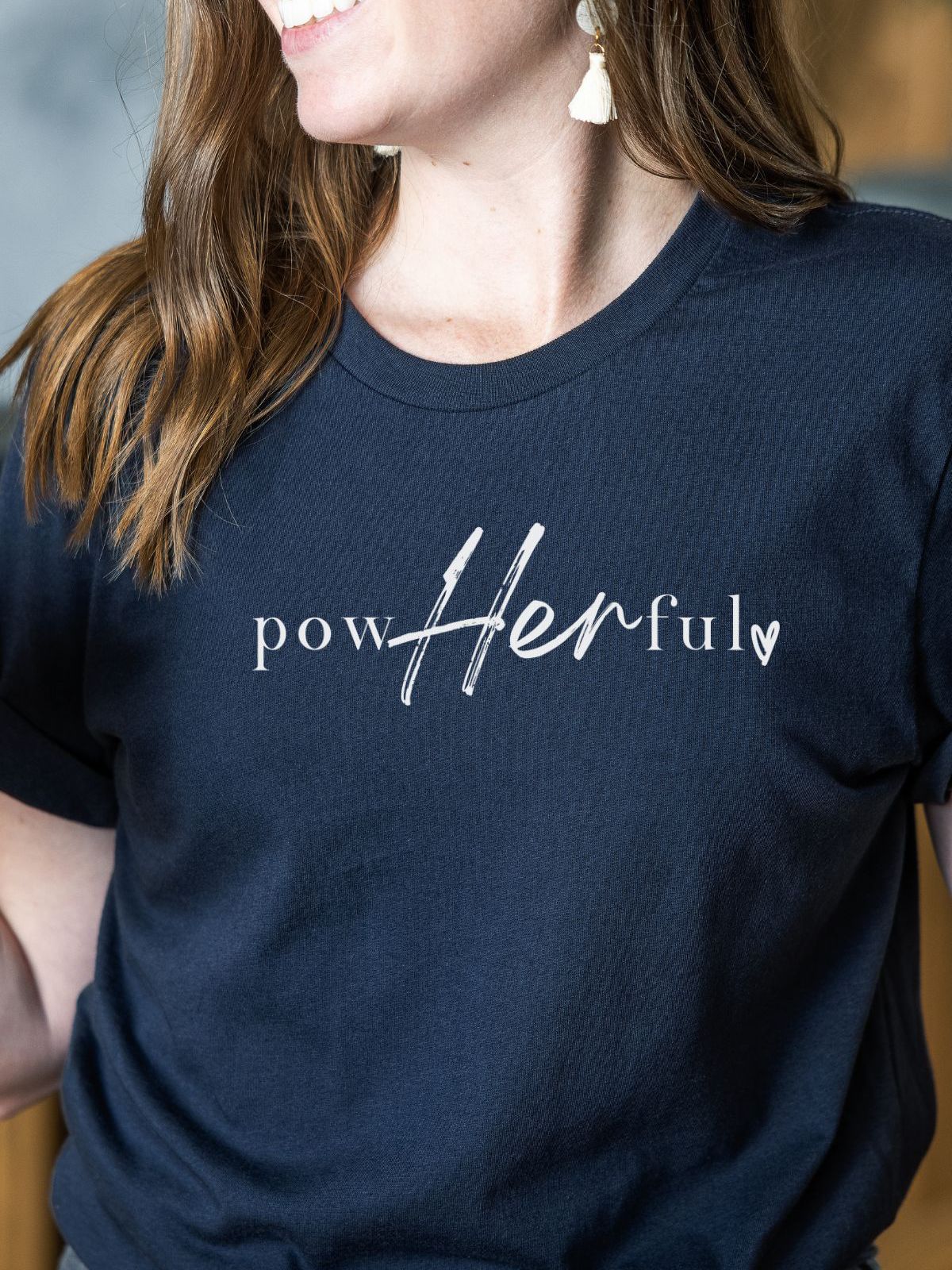Black t-shirt with PowHerful text design