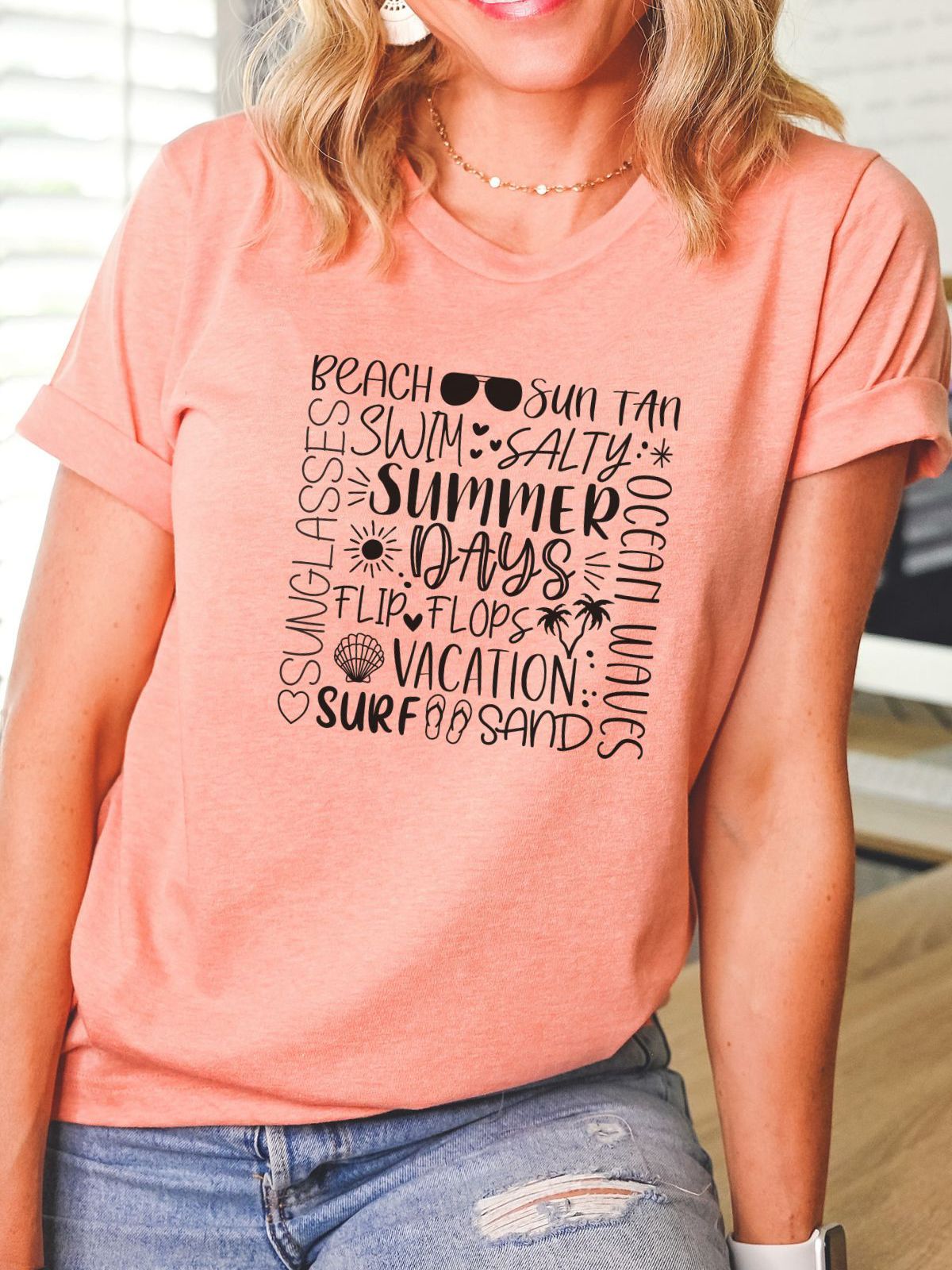 Women's summer t-shirt with beach-themed words