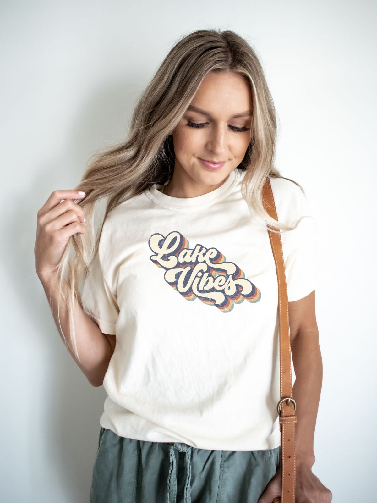 woman wearing Lake Vibes t-shirt