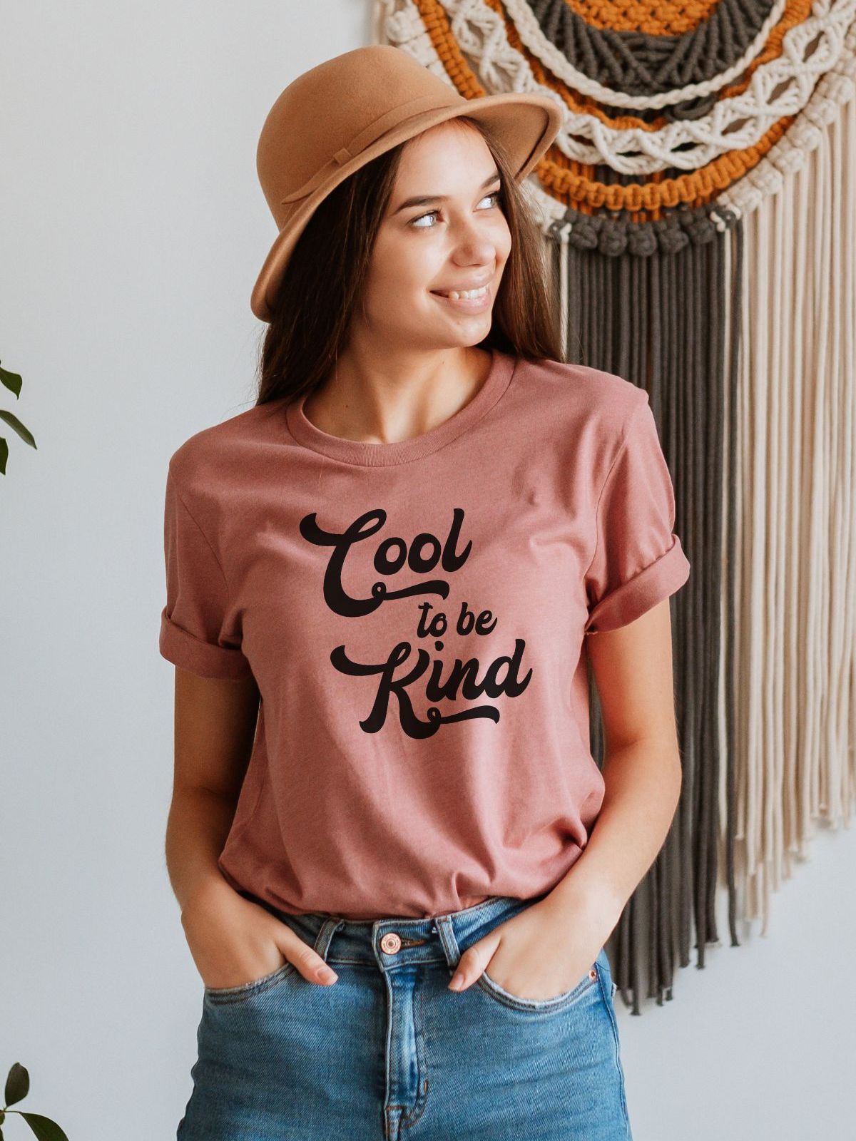 Woman wearing Cool to be Kind t-shirt