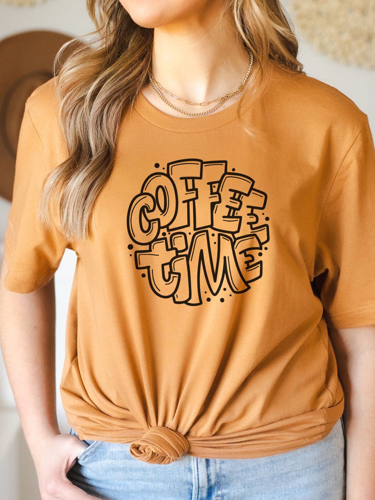 Coffee Time graphic on women's casual t shirt