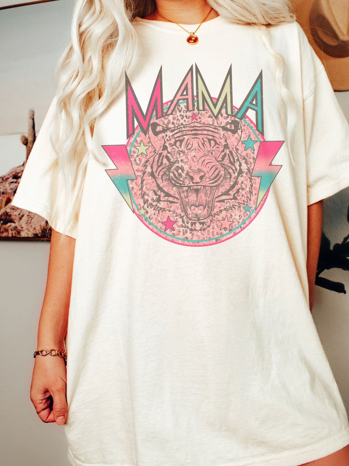 Mama Tiger graphic on women's t-shirt