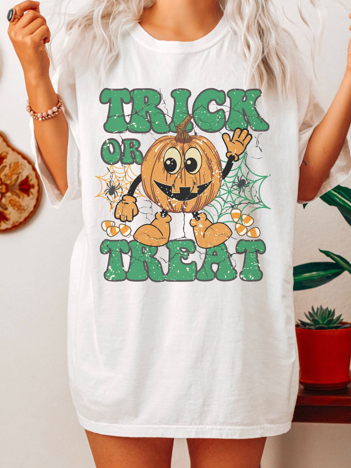 Trick or Treat pumpkin t-shirt for women