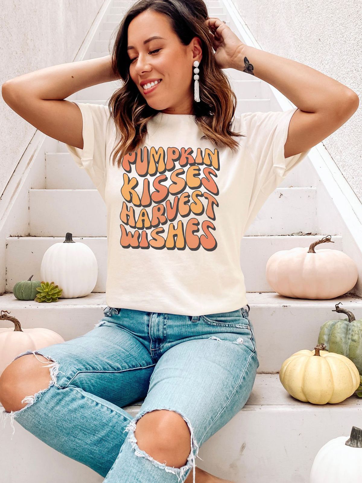 Pumpkin Kisses Harvest Wishes Graphic Tee