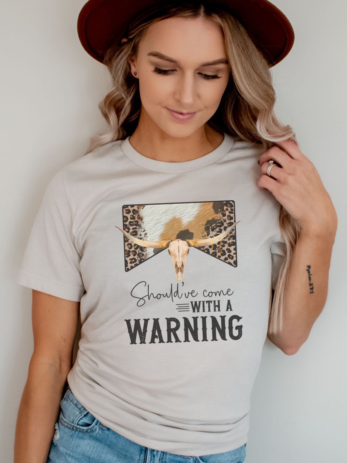 Cowgirl style t-shirt with should've come with a warning text