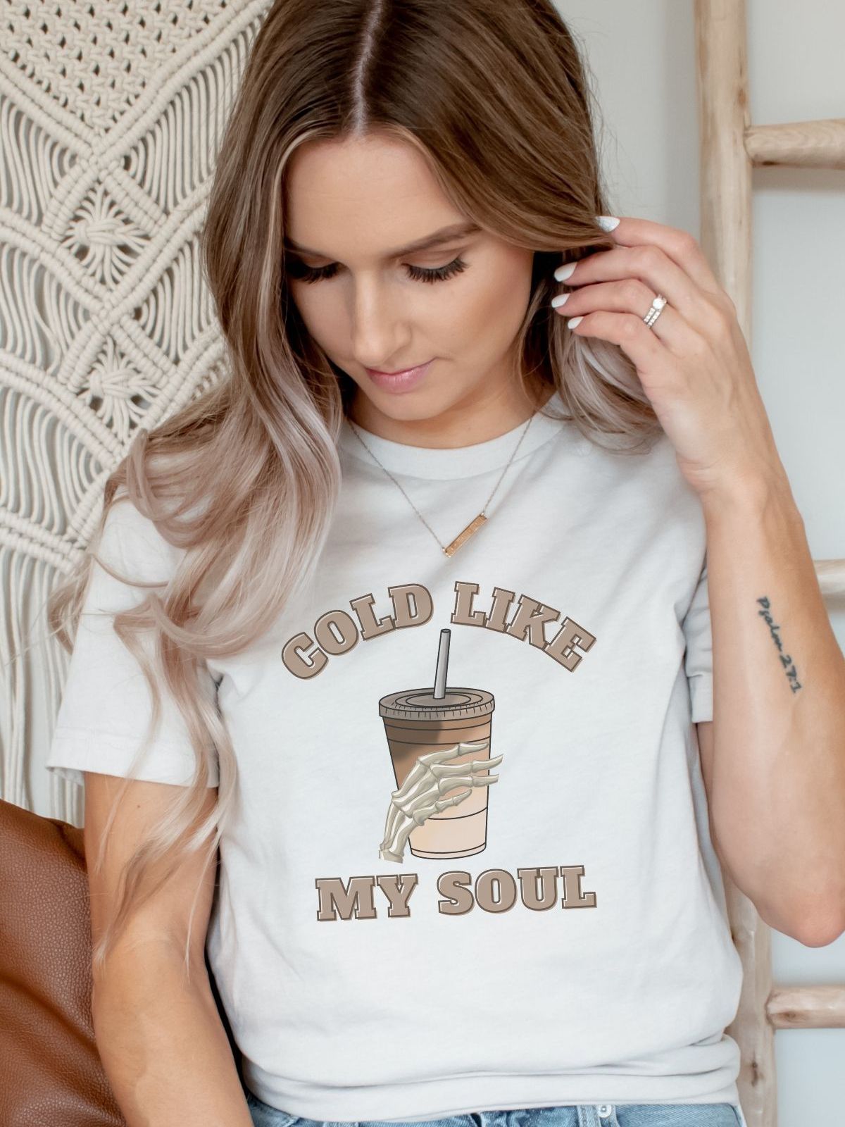 woman wearing Cold Like My Soul graphic t-shirt