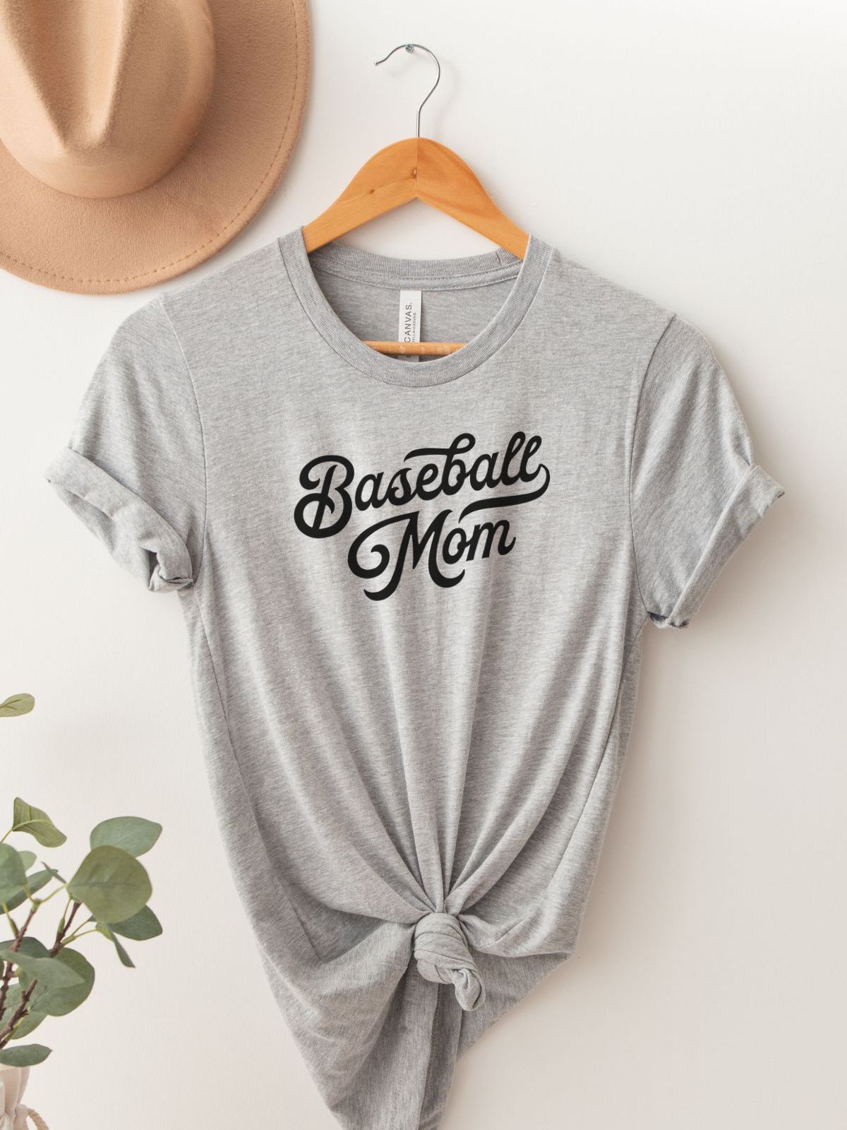 Gray T-shirt with Baseball Mom printed