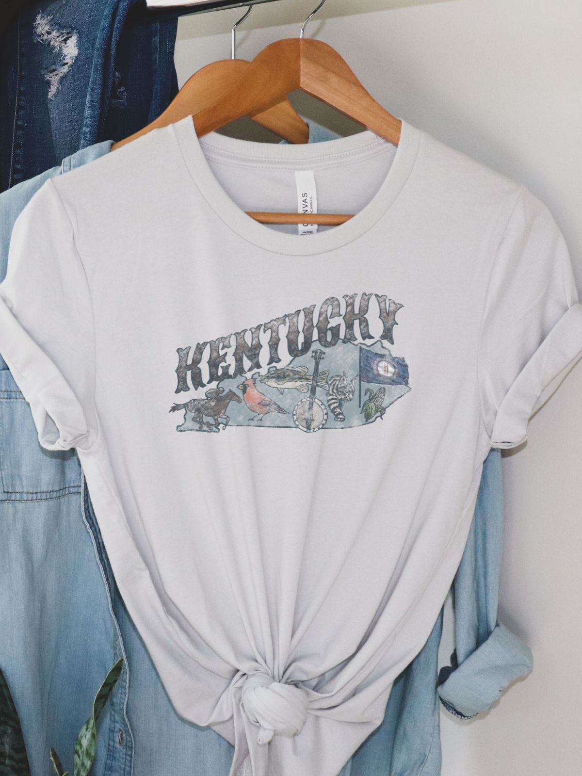 Kentucky themed unisex t-shirt on hanger