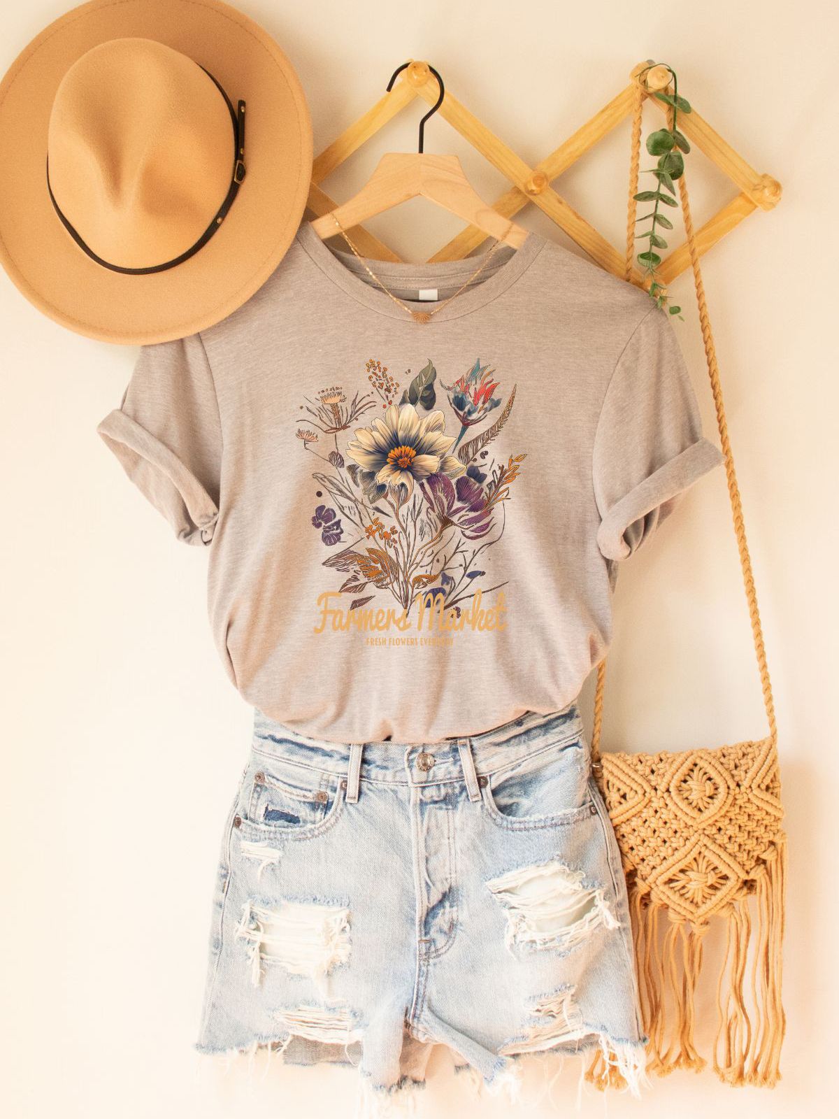 Women's t-shirt with floral Farmers Market design