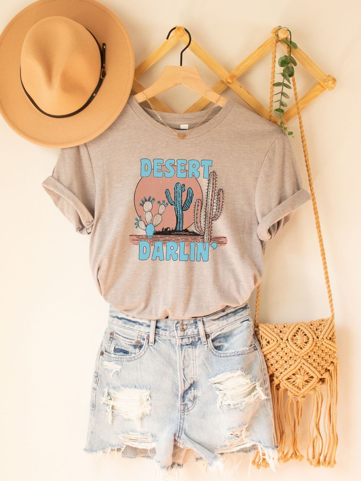 Desert Darlin graphic t-shirt with cacti illustration