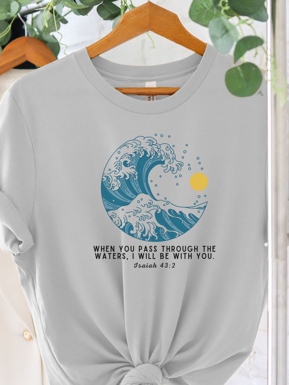 ocean wave design t-shirt with scripture