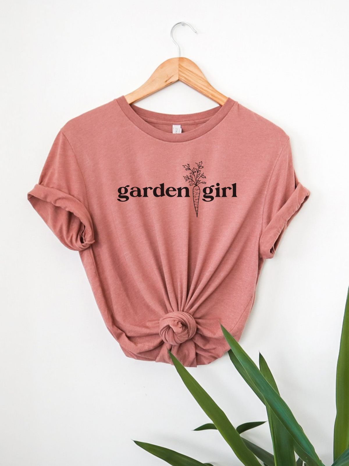 Garden Girl graphic t-shirt on hanger