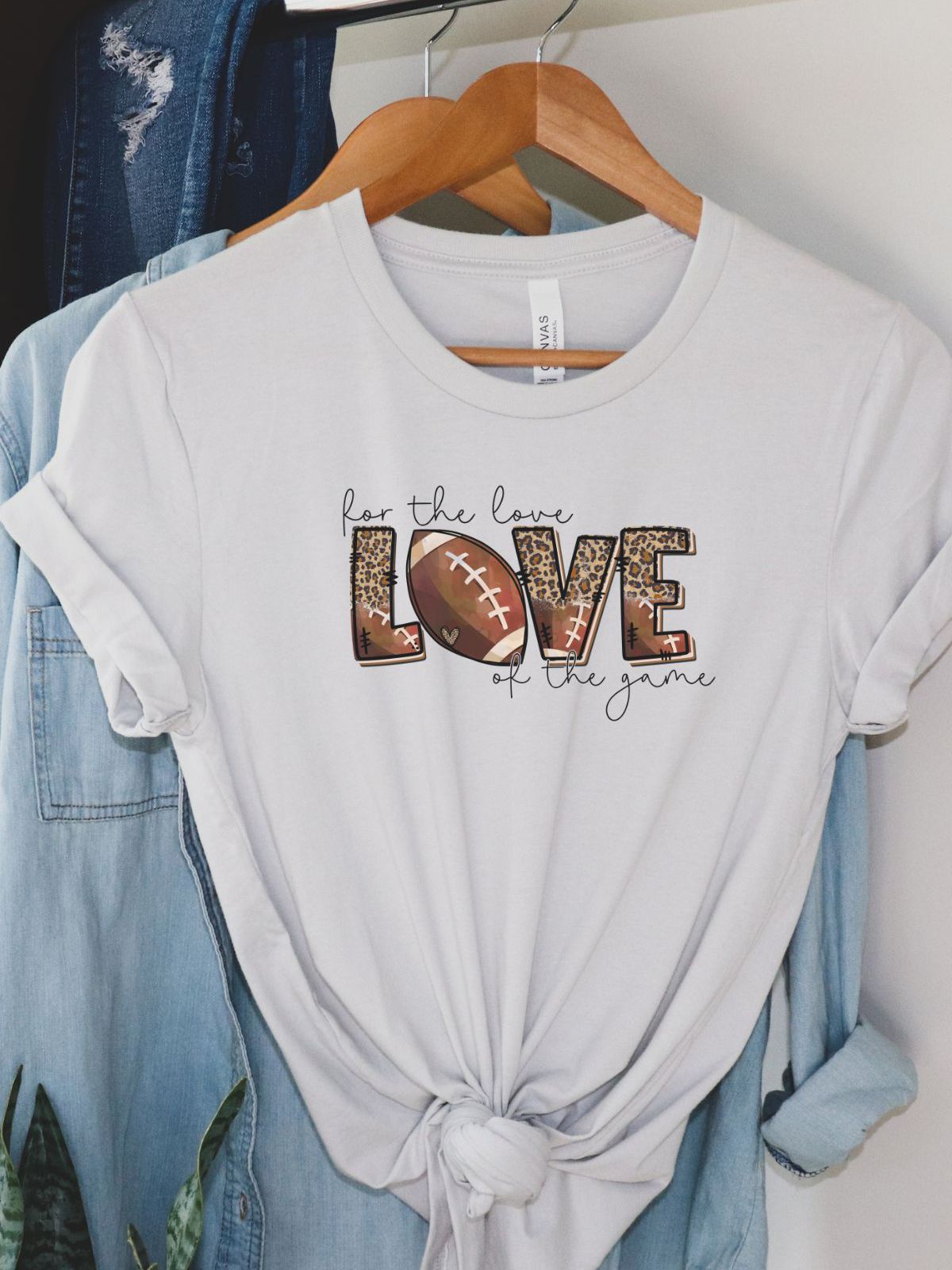 Love Football Women's T-Shirt on hanger