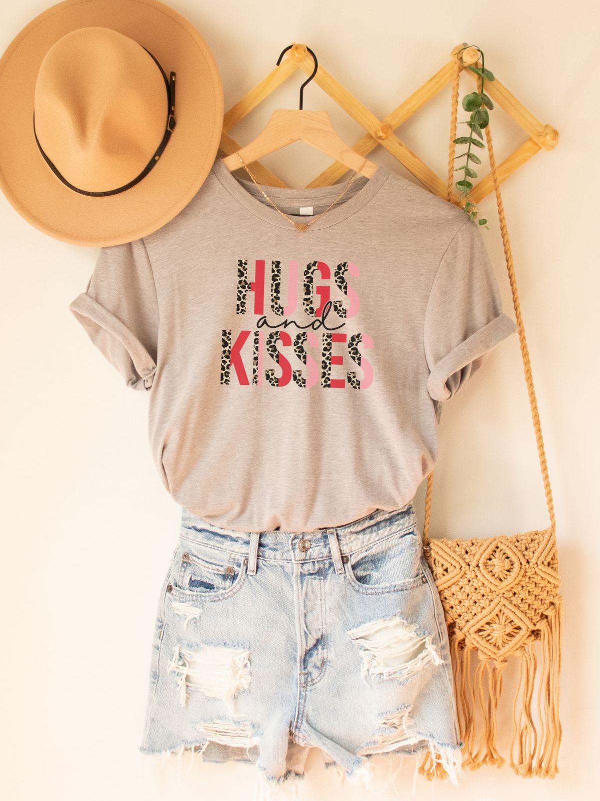 Hugs and Kisses graphic on womens t-shirt
