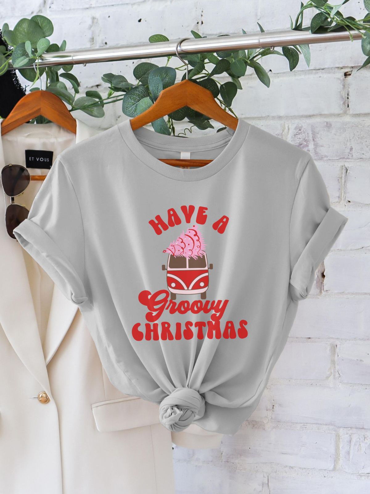 Groovy Christmas print on women's t-shirt