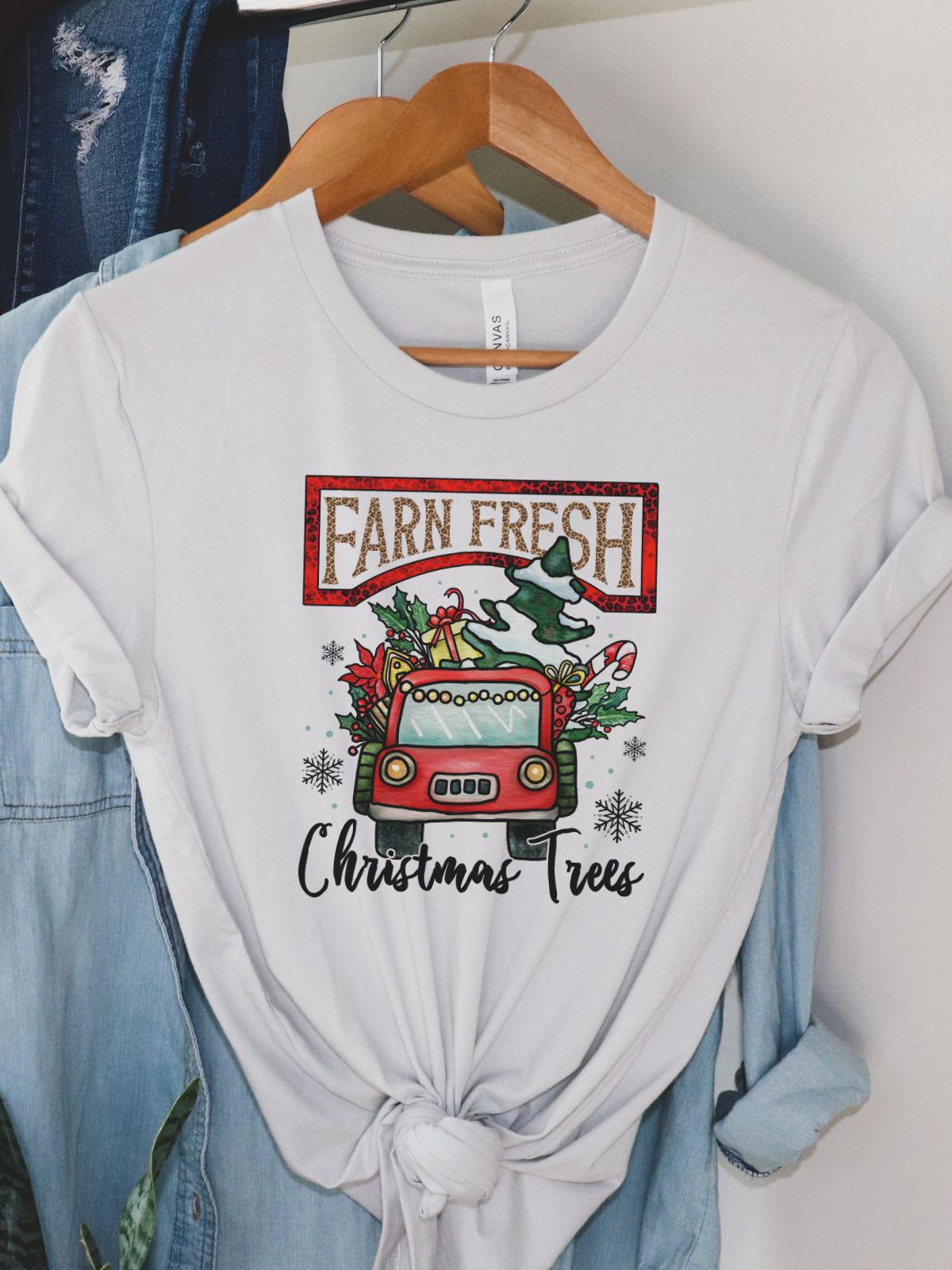 Farm Fresh Christmas Trees T-Shirt on hanger