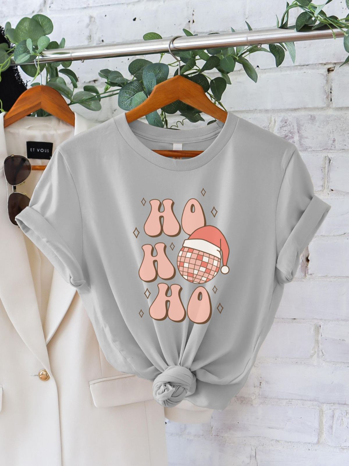 Ho Ho Ho Christmas t-shirt with Santa hat