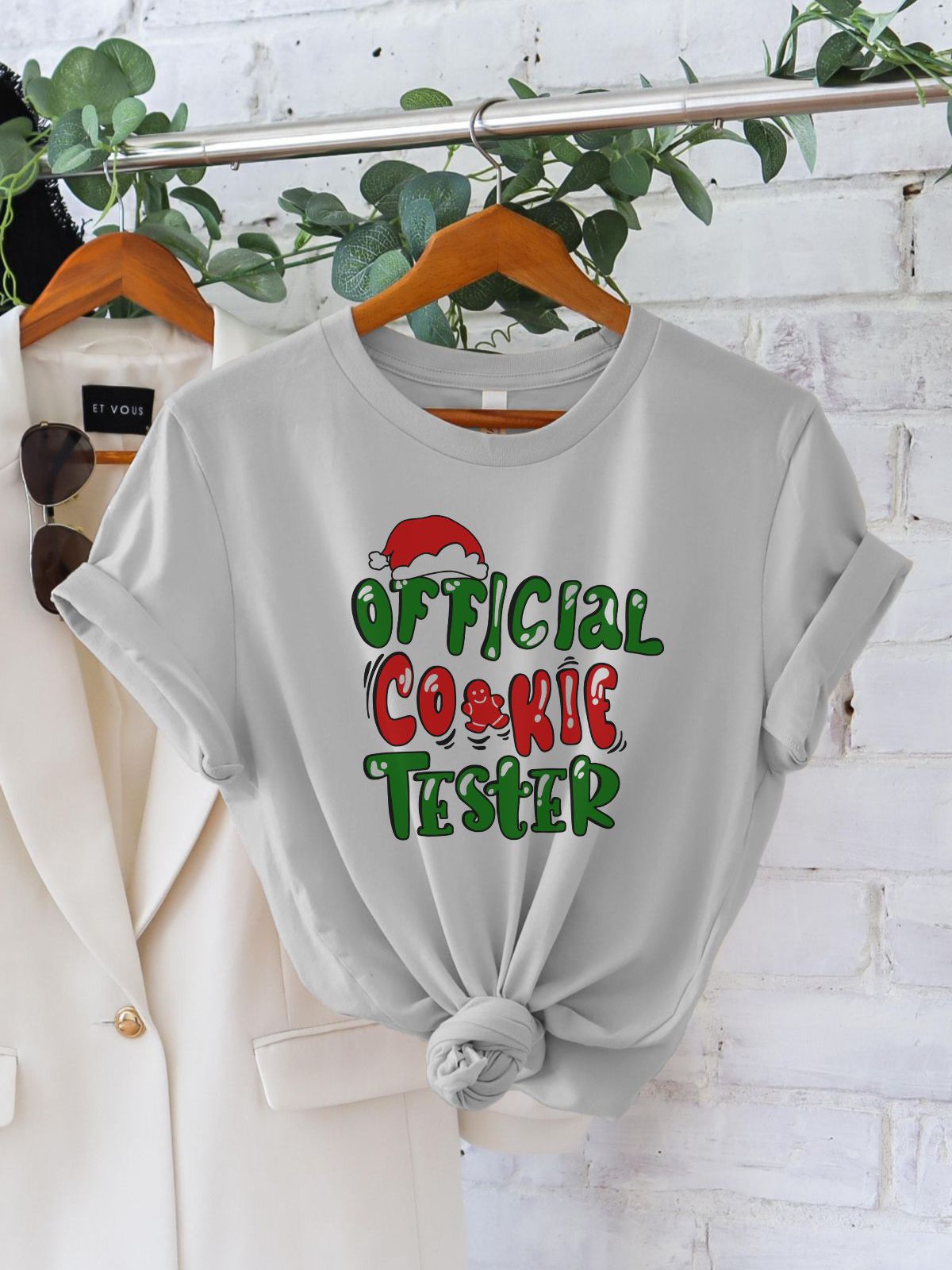 Official Cookie Tester grey t-shirt with Christmas theme